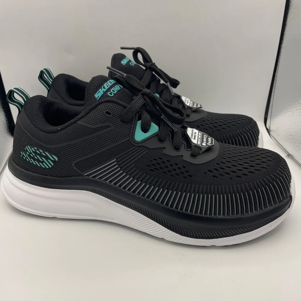 SKECHERS men's Jevion composite toe work shoes Size 8.5 black/white - Picture 4 of 13